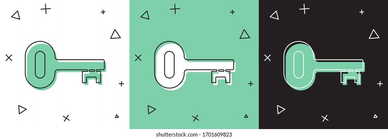 Ajuste el icono de tecla anterior aislado en fondo blanco y verde y negro. Ilustración vectorial