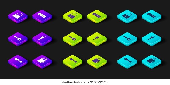 Establecer la tecla anterior, el bloqueo combinado seguro, la tecla, el bloqueo, la protección de contraseña y el icono. Vector