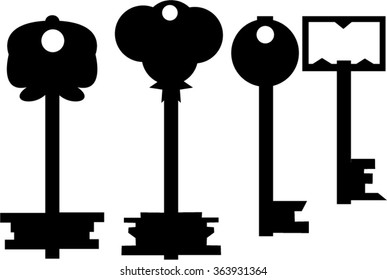 The set of Old Keys on white background