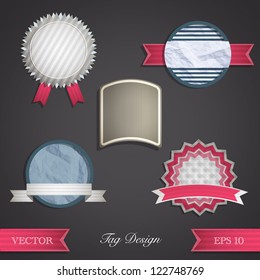 Set of old labels. Vector design.