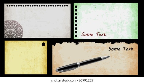 set of old look papers and black pen