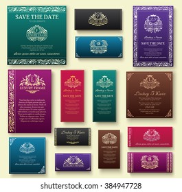 Set of old luxury flyer pages ornament illustration concept. Vintage art traditional, Islam, arabic, indian, ottoman motifs, elements. Vector decorative retro greeting card or invitation design.