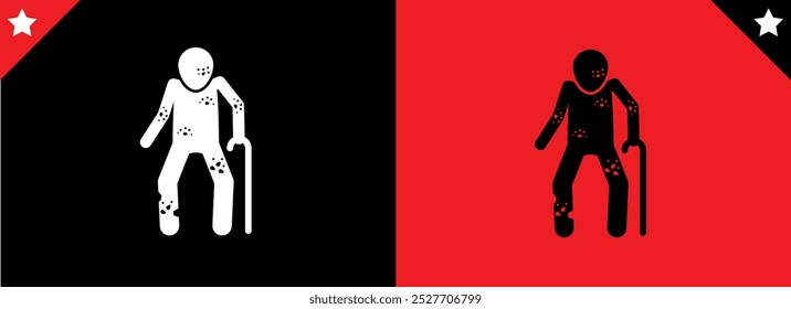 Conjunto de viejo con bastón. Vector de ilustración