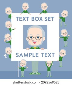 A set of Old man in a green jersey with a message board.Since each is divided, you can move it freely.It's vector art so easy to edit.