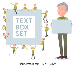 A set of old man with a message board.Since each is divided, you can move it freely.It's vector art so it's easy to edit.