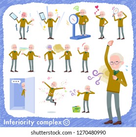A set of old man on inferiority complex.There are actions suffering from smell and appearance.It's vector art so it's easy to edit.
