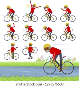 A set of old man on a road bike.There is an action that is enjoying.It's vector art so it's easy to edit.