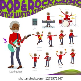 A set of old man playing rock 'n' roll and pop music.There are also various instruments such as ukulele and tambourine.It's vector art so it's easy to edit.