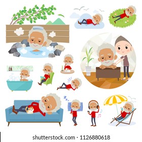 A set of old men about relaxing.There are actions such as vacation and stress relief.It's vector art so it's easy to edit.