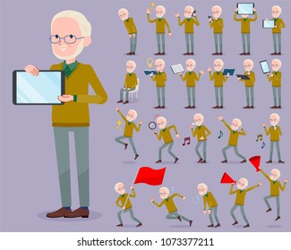 A set of old men with digital equipment such as smartphones.
There are actions that express emotions.
It's vector art so it's easy to edit.