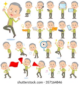 A set of old men with digital equipment such as smartphones.
There are actions that express emotions.
It's vector art so it's easy to edit.