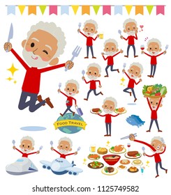 A set of old men on food events.There are actions that have a fork and a spoon and are having fun.It's vector art so it's easy to edit.