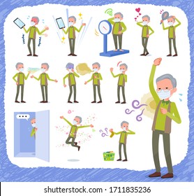A set of old men wearing mask on inferiority complex.There are actions suffering from smell and appearance.It's vector art so it's easy to edit.