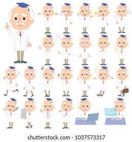 A set of old men with who express various emotions.
There are actions related to workplaces and personal computers.
It's vector art so it's easy to edit.