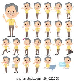 A set of old men with who express various emotions.
There are actions related to workplaces and personal computers.
It's vector art so it's easy to edit.