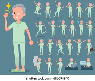A set of old men with who express various emotions.
There are actions related to workplaces and personal computers.
It's vector art so it's easy to edit.