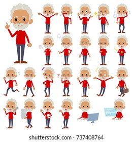 A set of old men with who express various emotions.
There are actions related to workplaces and personal computers.
It's vector art so it's easy to edit.