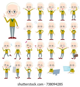 A set of old men with who express various emotions.
There are actions related to workplaces and personal computers.
It's vector art so it's easy to edit.