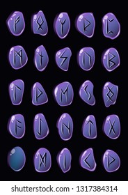 Set of Old Norse Scandinavian runes. Runic alphabet, futhark.