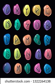 Set of Old Norse Scandinavian runes. Runic alphabet, futhark.