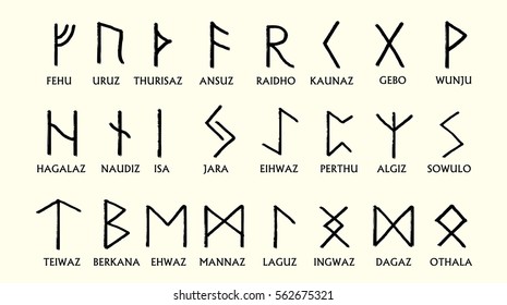 runic old runes scandinavian norse vector set occult germanic futhark alphabet symbols letters ancient illustration shutterstock vectors royalty carved stone