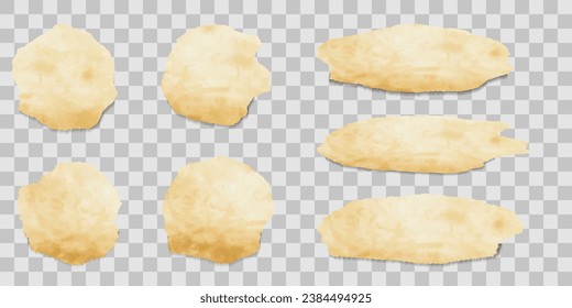 Set of old paper banners with torn edges. Realistic vector illustration.
