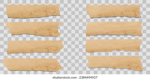 Set of old paper banners with torn edges. Realistic vector illustration.
