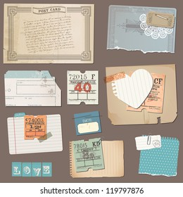 Set of Old paper objects - for design and scrapbook in vector