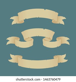 Set of old paper ribbon banners. Retro style. Vector Illustration.