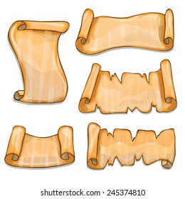 Set of old paper scrolls - cartoon vector