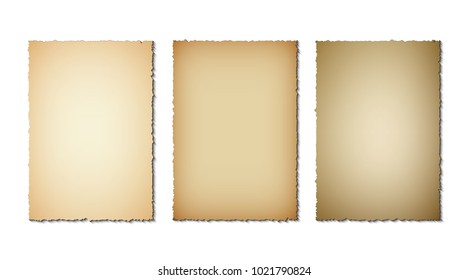 
Set of old paper torn edges. Grunge texture of old paper on white background. Vector illustration.
