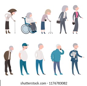 Set Old People Different Activities Situations Stock Vector (Royalty ...