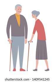 Set of old people isolated on a white background. Vector illustration in a flat style.