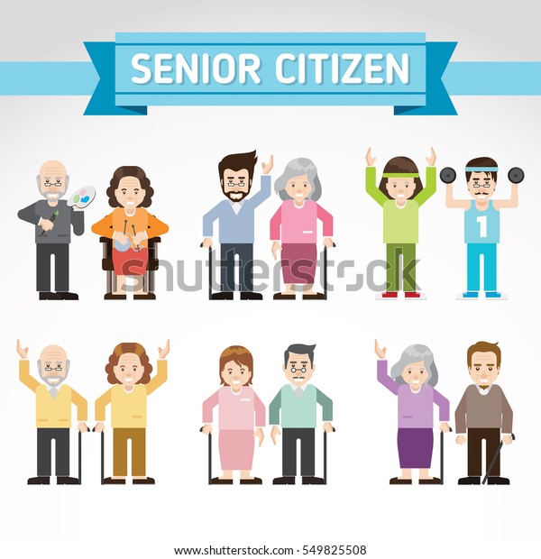 Set Old People Senior Man Woman Stock Vector (Royalty Free) 549825508