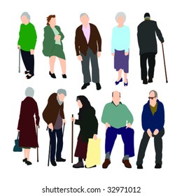 Set of Old People Vector