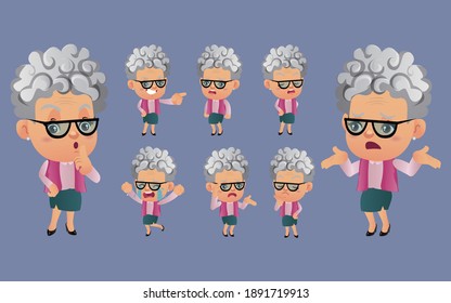 Conjunto de personas mayores con diferentes emociones