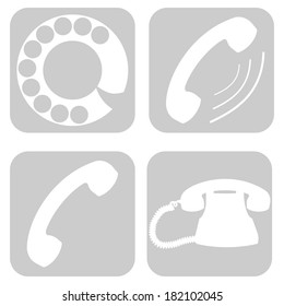 Set of old phone device icons. classic, retro, telephone. icon, sign, symbol. classic design. vector art image object illustration. isolated on white background. 