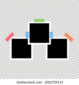 Set of old photo empty frame isolated on transparent background. Collection of blank instant frame vector illustration .