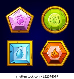set old precious and multi-colored stones, Four Elements Icon