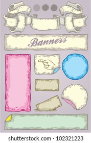 set of old retro banners