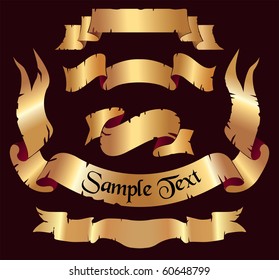 Set of old retro banners or ribbons (vector). historic vintage style