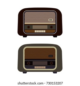 Set of Old Retro Radio Players. Vector Illustration. Flat Style. Retro Decorative Design.
Cards, Posters, Banners, Stickers, Placards.