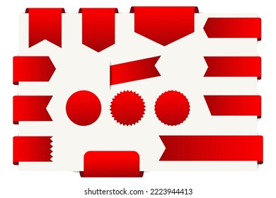 Set of old ribbon banners. Set of red holiday banners variations isolated on white background