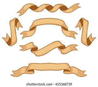 Set of old ribbons. Vector cartoon illustration. Isolated on white.