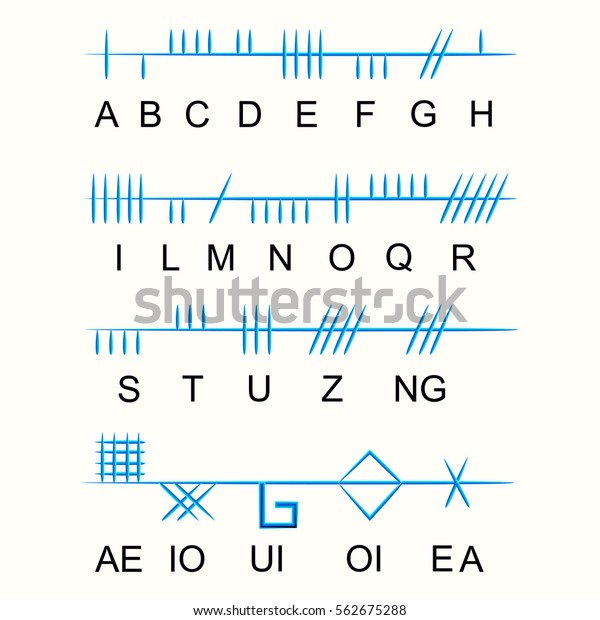 Set Old Sacred Celtic Ogham Alphabet Stock Vector (Royalty Free ...