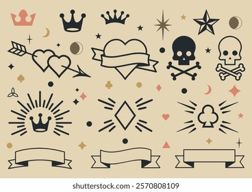 Set Of Old School Tattoo Designs Art Illustration