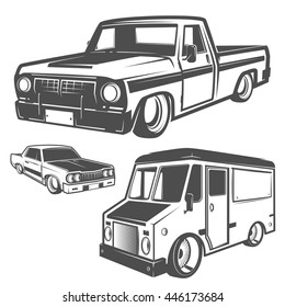 Set of old school tuning car retro style for emblems,logo and prints.
