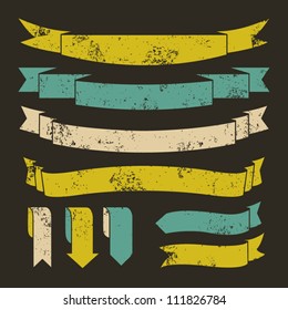 A set of old scratched banners and bookmarks. Grunge texture easy to remove.