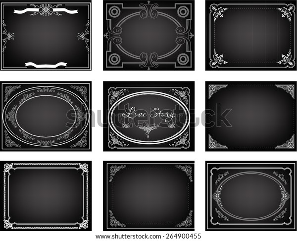 Set\
of old silent movie title frames. Vector\
backgrounds