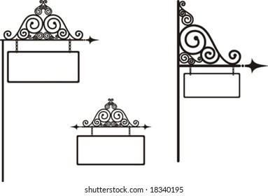 set of old style advertisement, individual objects, very easy to edit
